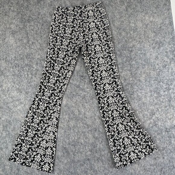 By Anthropologie Flare Pants High Waist Stretch Black White Boho Sz XS - Picture 10 of 13